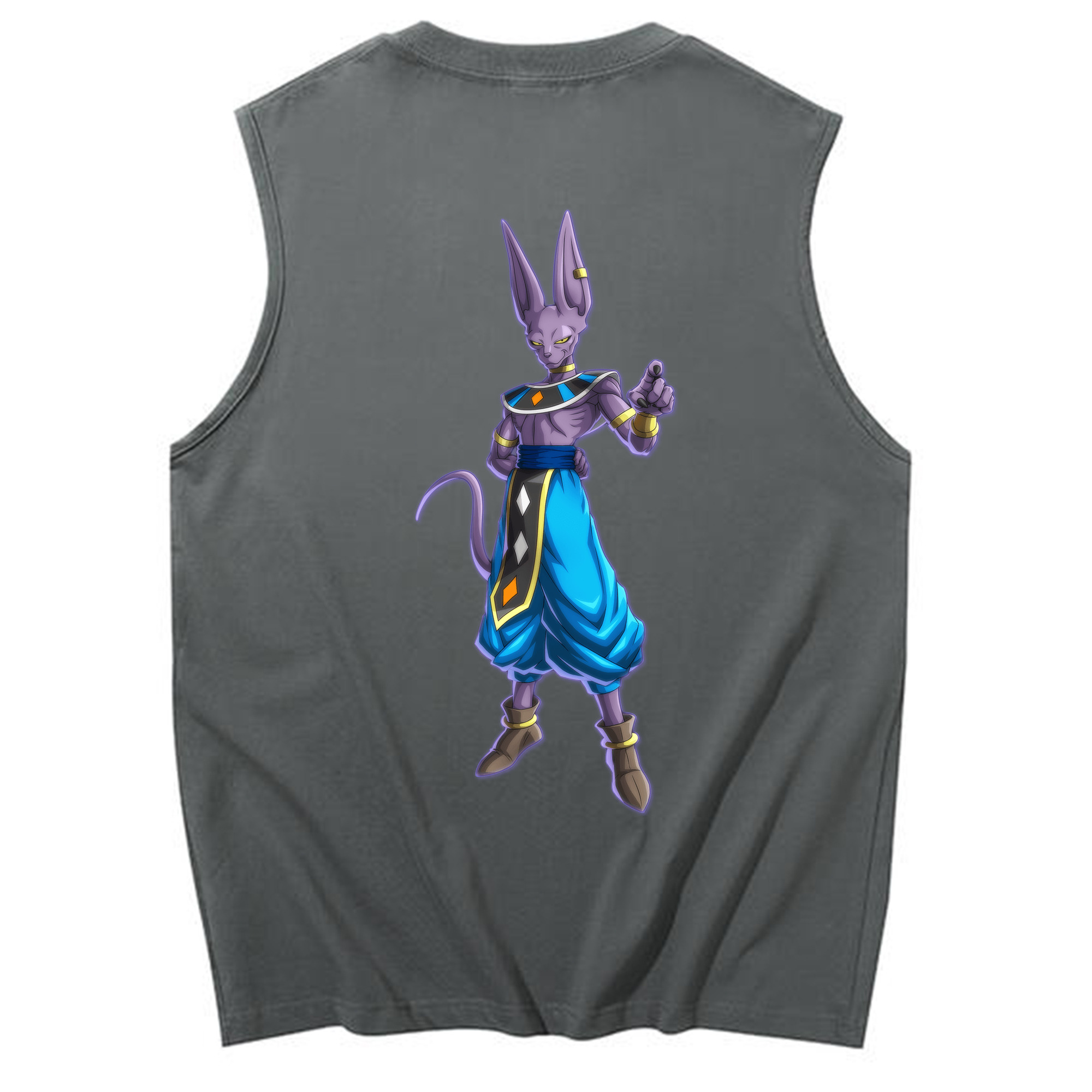（画像用） ドラゴンボール ビルス 破壊神ビルス DRAGON BALL Beerus Birusu コットン100％タンクトップ（背面プリント）